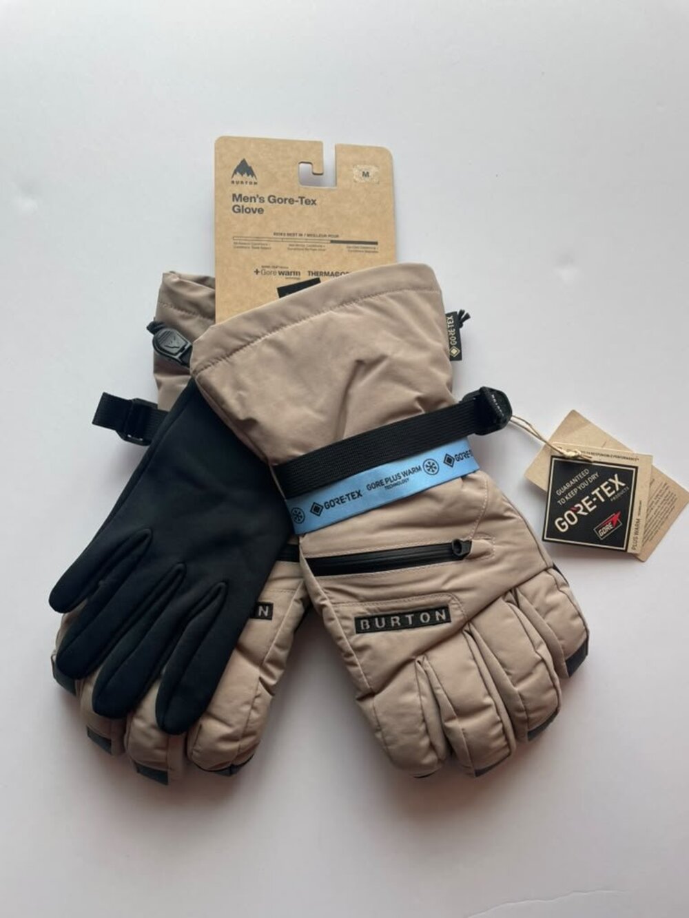 Burton Gore-Tex Black Beige Insulated Winter Gloves